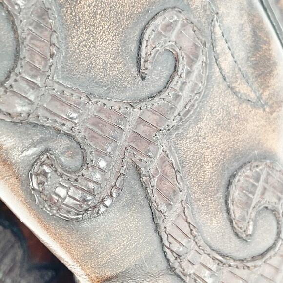 Lucchese Classics Brown Exotic Lizard Leather Overlay Western Cowgirl Boot sz 7 - Picture 8 of 12